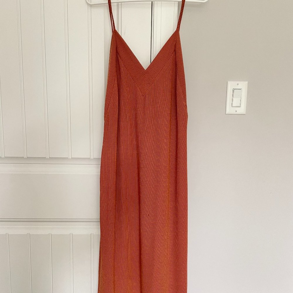 Zara Knit Burnt Orange Striped Maxi Dress | Size Medium